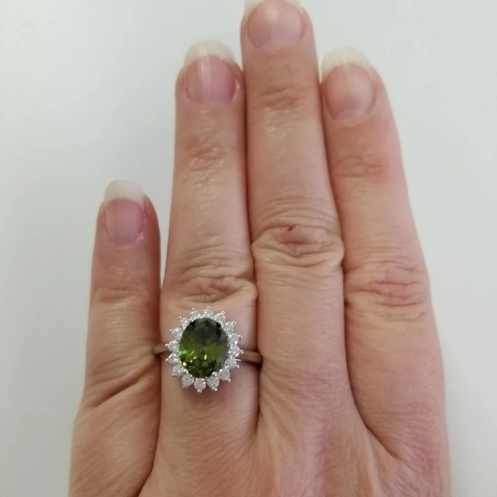 Sterling 3.5ct Green Topaz Ring - Picture 8 of 8